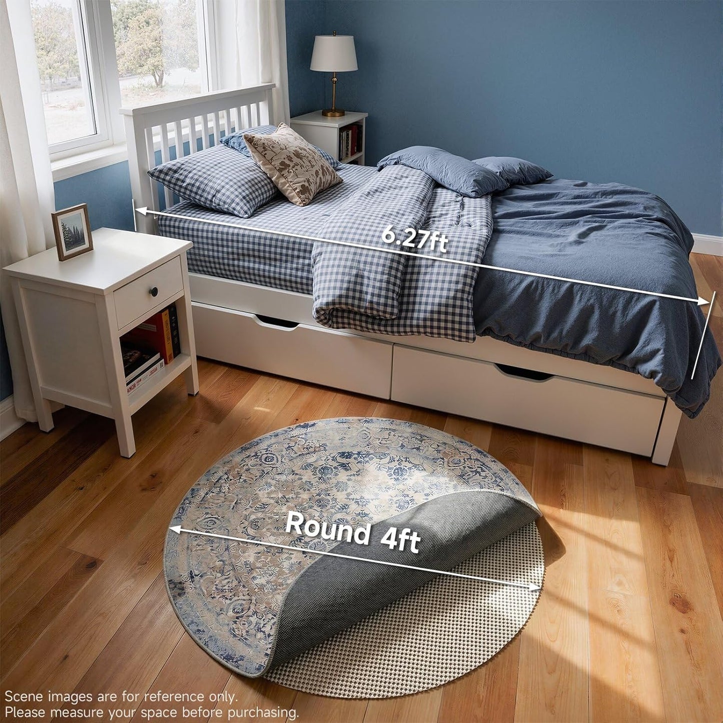 Veken 4 Ft Round Rug Pad Gripper - Non-Slip Area Rug Pads for Hardwood & Tile Floors