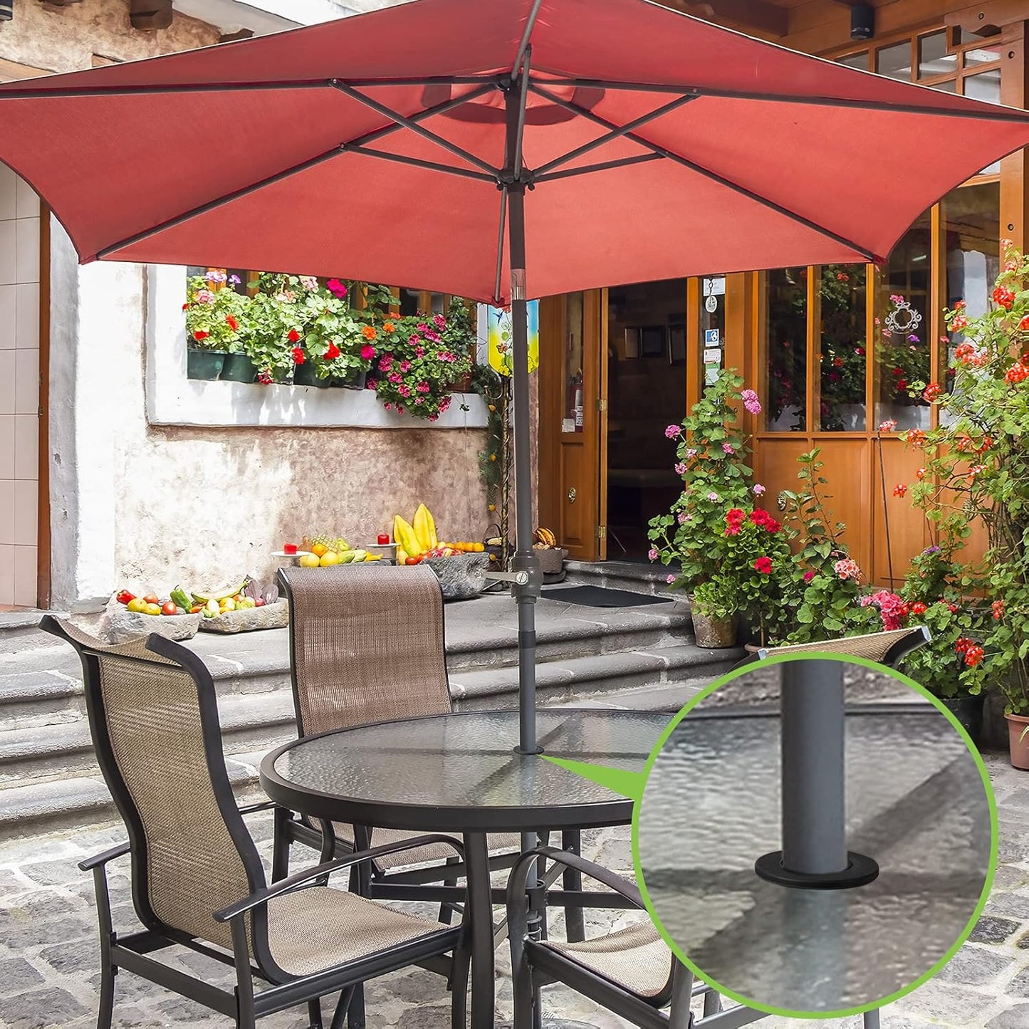 Outus Umbrella Stabilizer Sleeve - Patio Table Umbrella Hole Ring for 2 to 2.5 Inch Holes | Black, 2 Pieces