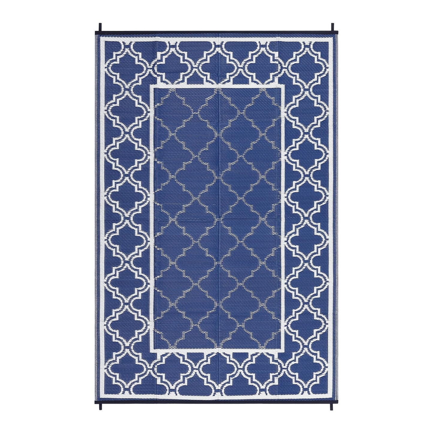 Garvee Reversible Outdoor Rug 10x14, Waterproof Outdoor Plastic Straw Rug with Interlacing Pattern, RV Mat for Picnics, Patio, Camping, Balcony, Deck, Backyard, Porch, Blue
