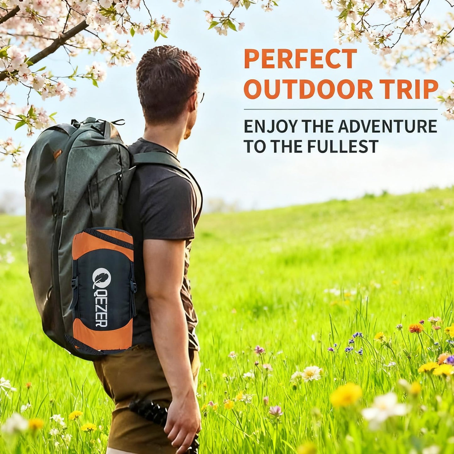 QEZER Down Sleeping Bag for Adults 600 Fill Power, Cold Weather Compact Ultralight All Seasons Sleeping Bag for Backpacking, Camping, Hiking