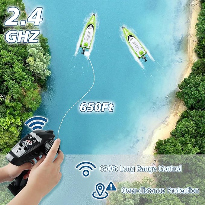 RC Boat-Remote Control Boat for Adults-High Speed 35+ KPH for Pool-Toys for Ages 8-13 (Green)