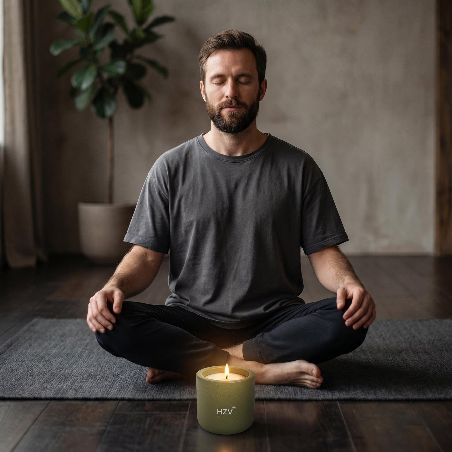 HZV Manly Stress Relief Scented Candle for Men, Soy Wax Moss Forest Aroma Candle, 25H Long Lasting Clean Burning for Relax Meditation Yoga Spa, Unique Candle Gifts for Father Husband Boyfriend