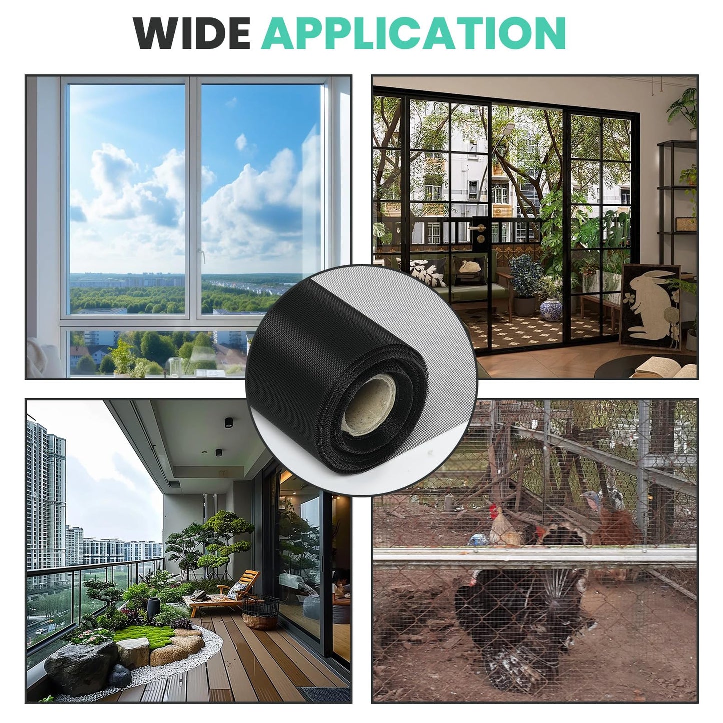 tonchean 304 Stainless Steel Windows Screen Mesh Roll Replacement, 98.4 feet x 47.2 inch Window Screen Mesh for Porch Patio Sliding Door Screening(Black, 20 Mesh)