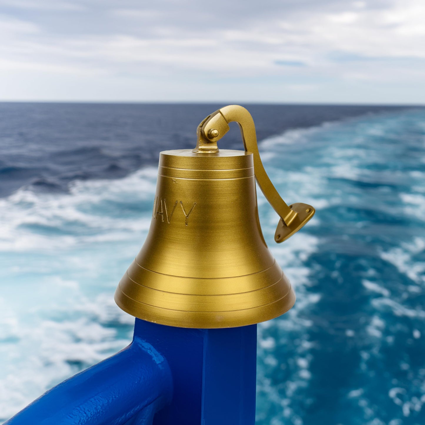 Nautical Antique Brass Aluminum Decorative Bell with U.S Navy Engraved | Nautical Maritime Boat Gifts | Nagina International (15 Inches)