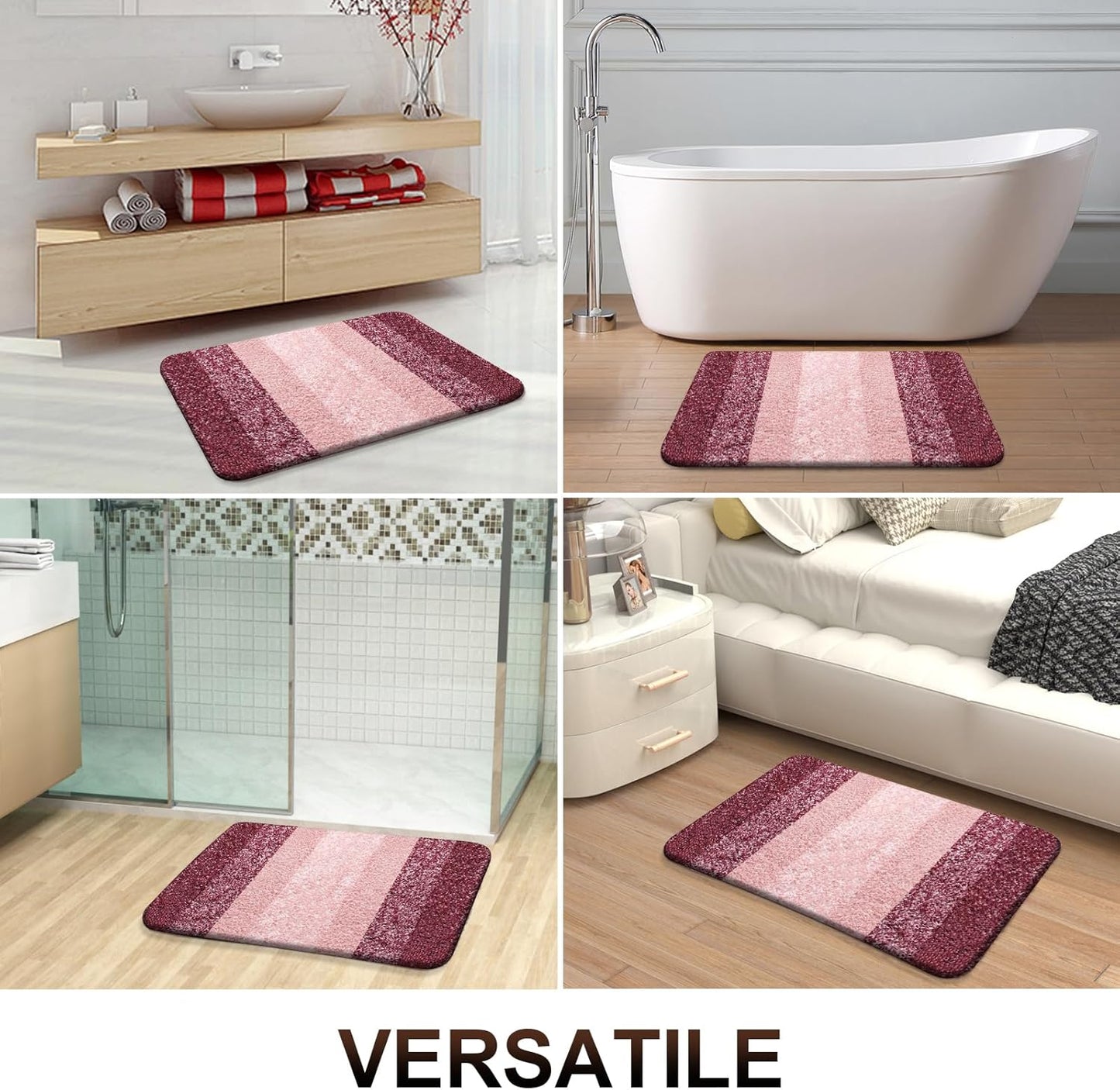 OLANLY Bathroom Rugs Mat - Extra Soft Microfiber Bath Rug with Rubber Backing | 24x16 Inches, Quick Dry, Red