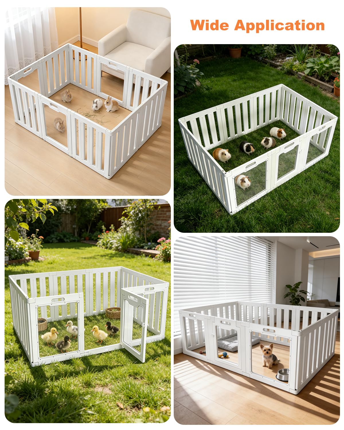 Acrylic Indoor Dog Playpen with Heavy Duty Door Lock,24" H 10 Panels DIY Puppy Playpen Pet Play Pen for Small Animal, Easy Assemble and Clean Plastic Pet Fence,White