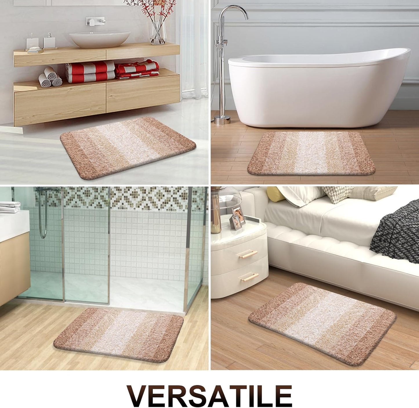 OLANLY Bathroom Runner Rug - Extra Soft Microfiber Mat | Quick Dry, Washable, 59x20 Inches, Beige