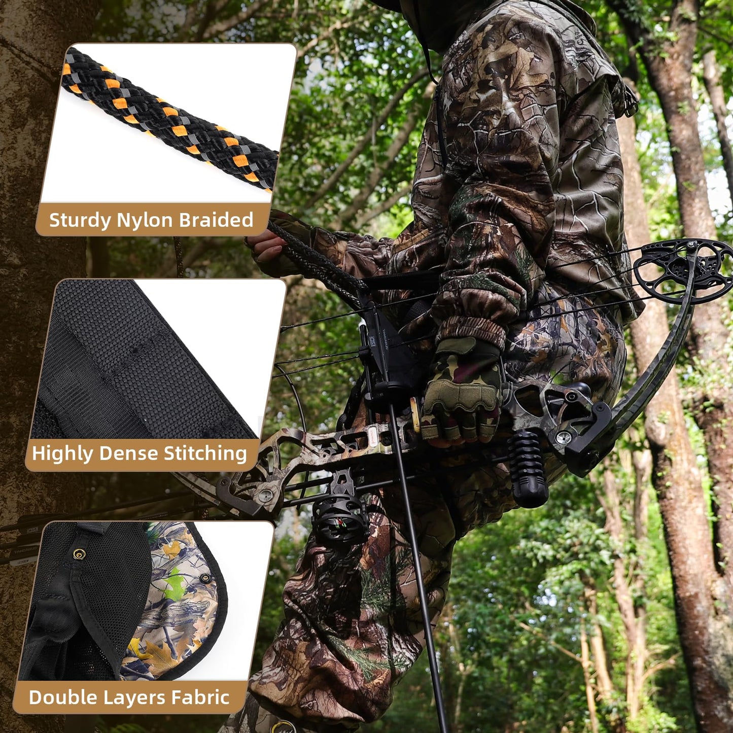 Kalkal Saddle Hunting Kit, Lightweight Camo Hunting Saddle, Tree Climbing Saddle with Removable Padded Seat, Includes Bridge and Safety Rope Tree Stand Accessories
