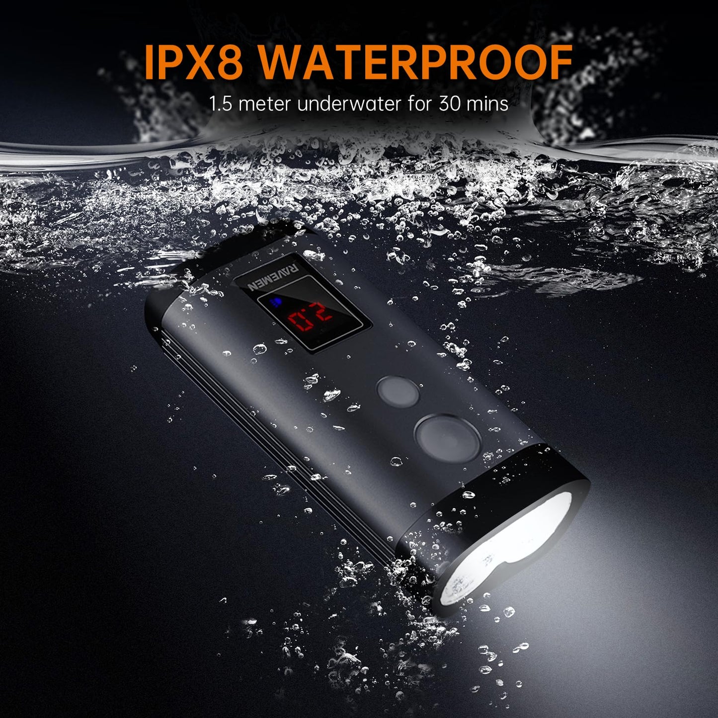 RAVEMEN PR2000 Bike Light for Night Riding Mountain Biking, 2000 Lumens Rechargeable Bike Headlight with LED Display, Wireless Remote, Anti-Glare Beam, IPX8 Waterproof