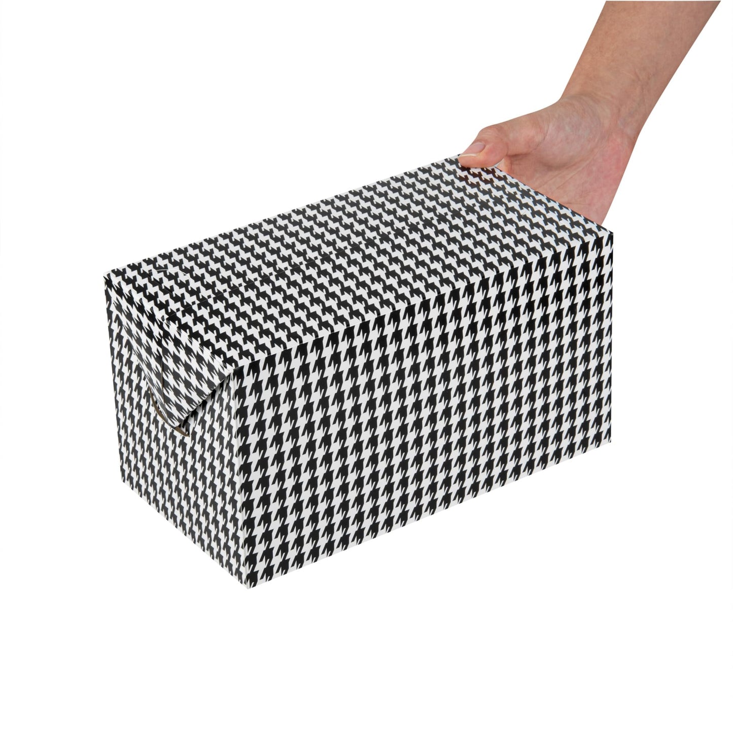 Restaurantware Bio Tek 80 Ounce To Go Boxes 400 Rectangle Take Out Food Containers - Fast Top Closure Disposable Black Houndstooth Paper Carry Out Containers For Burgers Or Fried Chicken