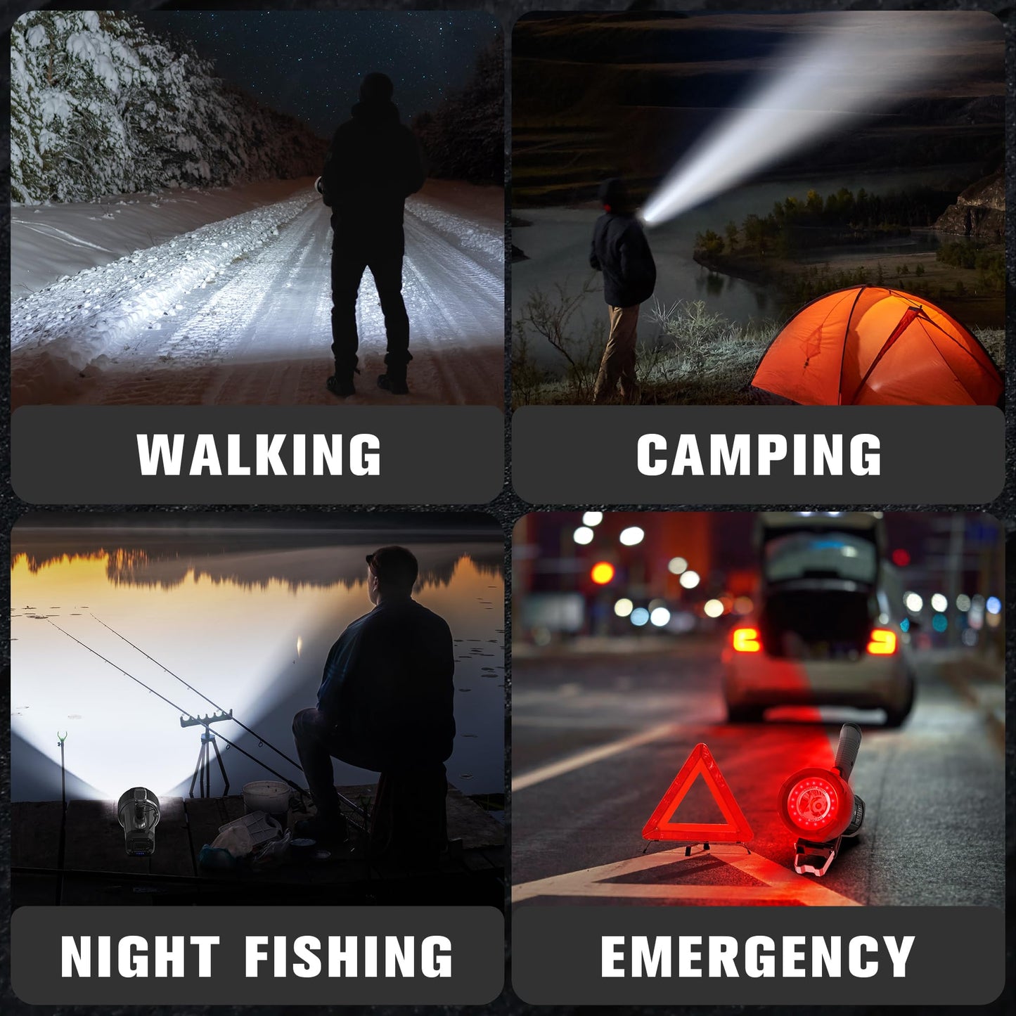 5000 Lumens and 3000 Lumens Spotlight, High Lumens, for Hiking, Emergency, Camping, Hunting
