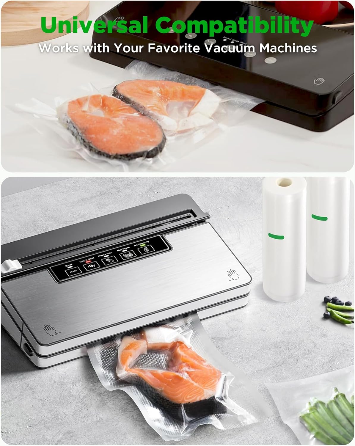 Skiennix Vacuum Sealer Bags - Heavy Duty BPA-Free Food Storage | 6 Rolls, 28CM x 6M