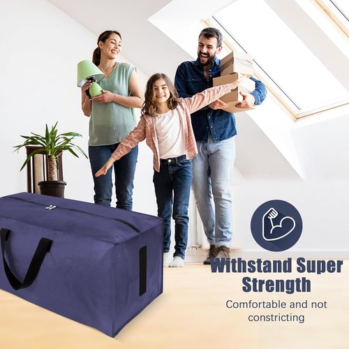 HOMESURE Large Water-Resistant Moving Bags - 8 Pack Heavy Duty Storage Totes with Zippers & Handles | Space-Saving Solution (Blue)