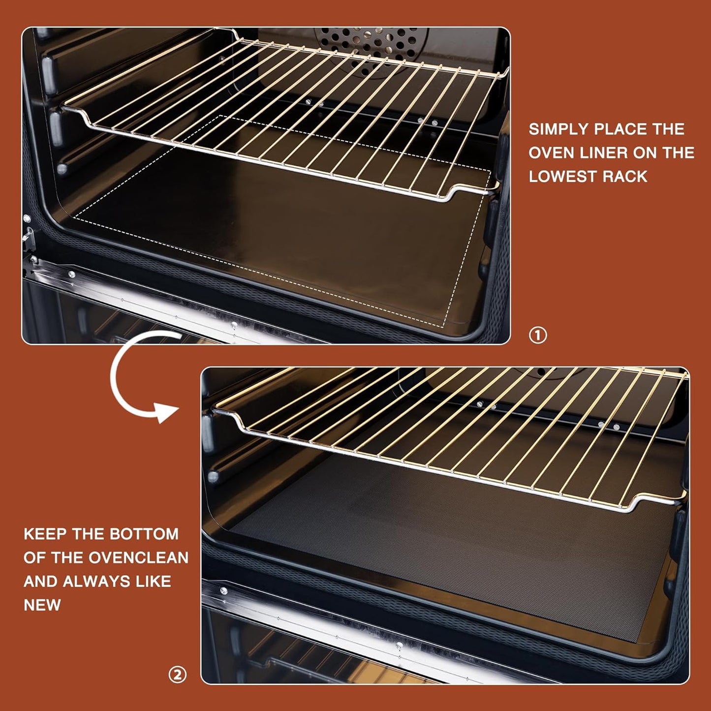 PrettyCare Oven Liners - Heavy Duty Non-Stick Mats, 3 Pack 16.25”x23” | BPA & PFOA Free Kitchen Accessory