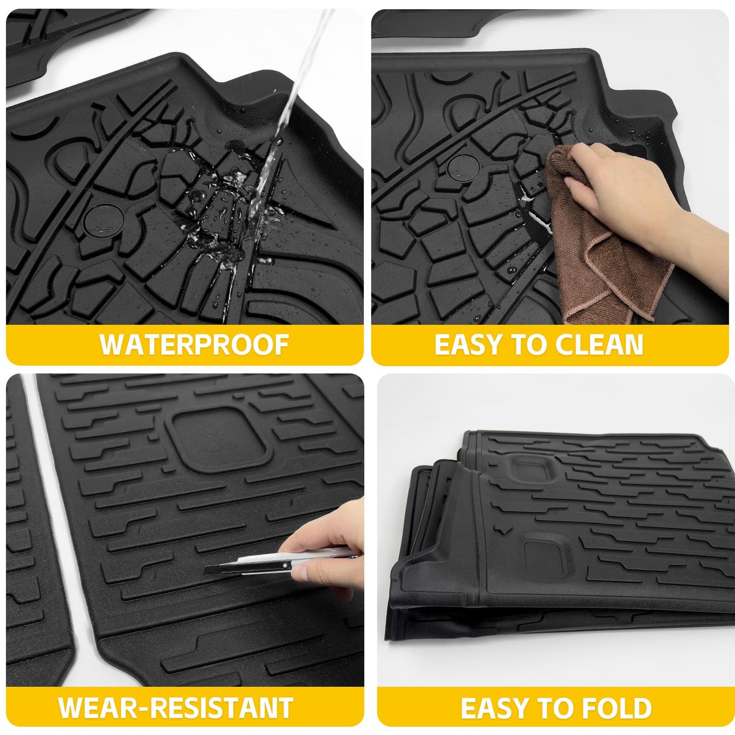 JTYZSM Cargo Mats for 2021-2024 2025 Jeep Wrangler JL 4XE Only,Floor Liners with Trunk Mat Backrest Mat All Weather TPE Protector Rear Floor Trunk Liners for 21-25 Wrangler JL 4XE 4 Door Accessories