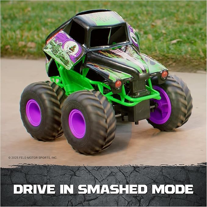 Monster Jam Official Smash & Bash Grave Digger Remote Control Indoor & Outdoor Vehicle 1:15 Scale Repairable Monster Truck Kids Toys for Boy and Girls Ages 4 and up