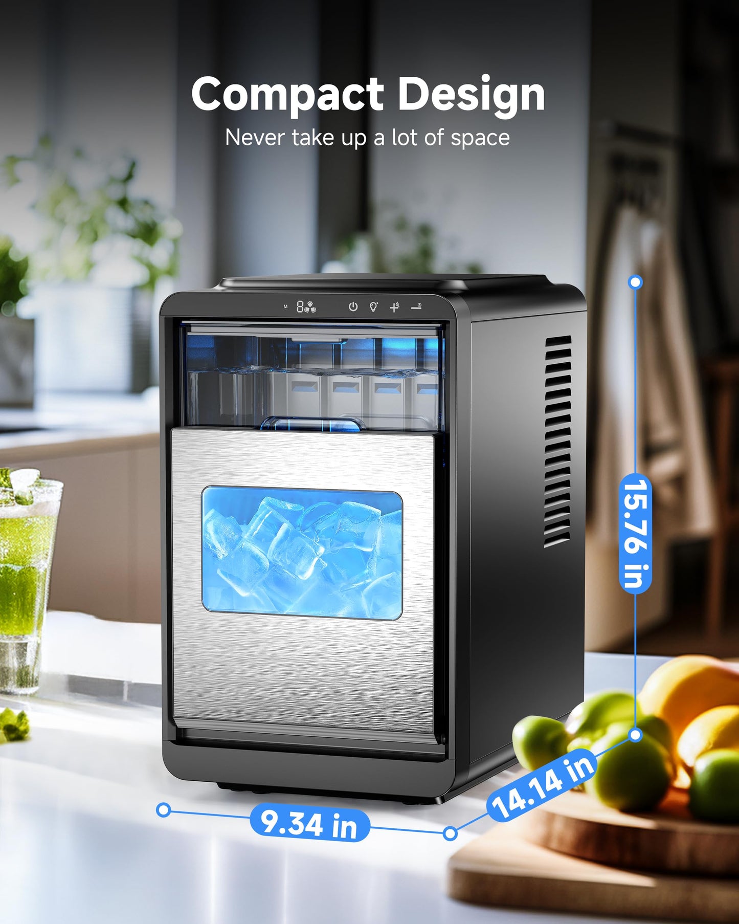 ICEVIVAL Crescent Ice Maker Countertop, 35Lbs/24H, Clear Ice Maker with Self-Cleaning & Timer, 16 Crystal-Clear Ice in 12 Mins, Countertop Ice Makers for Home, Office or Party