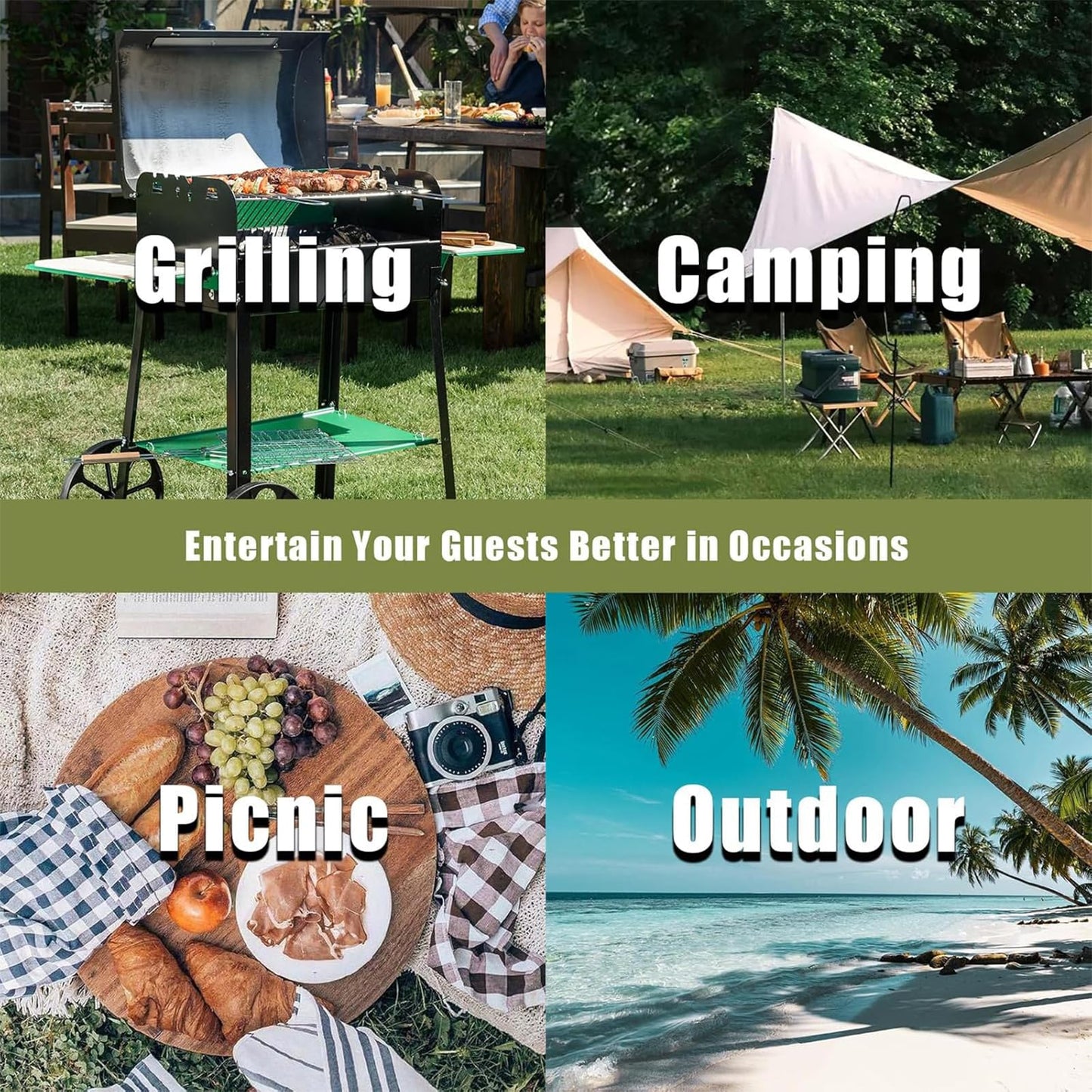 GUAGUA Ice Cooler Table - Portable Bar Table for Events Outdoor Cooler Stand with Drain for Parties Drink Foldable Picnic Table Party (BlackA)