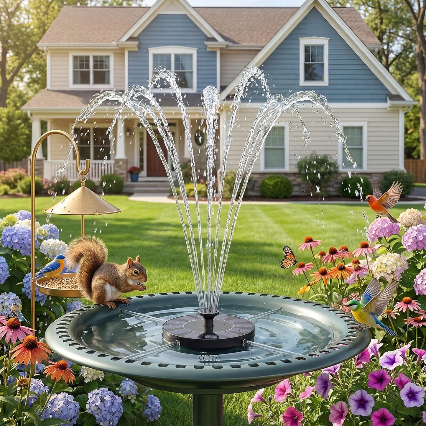 AMZtime Solar Fountain - Upgraded Mini Solar Powered Pump for Bird Bath, Garden, Pond & Pool