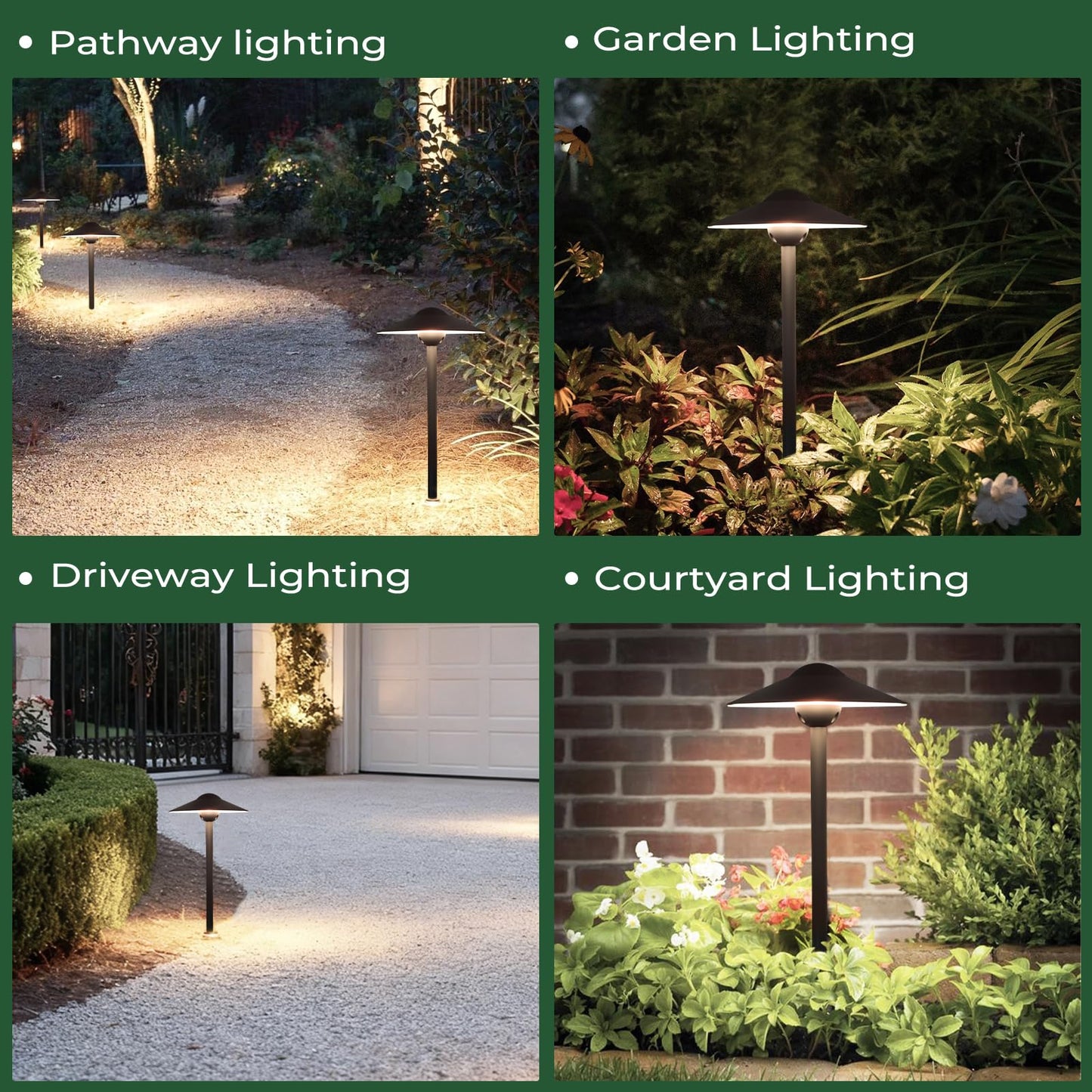 Gardencoin Low Voltage Pathway Lights (8.5'' Shade, 21.5'' Tall),12V Outdoor LED Landscape Path Lights Wired, Aluminum Pathway Lighting with 3W 2700K Replaceable Bulb for Walkway Garden Yard, 6 Pack