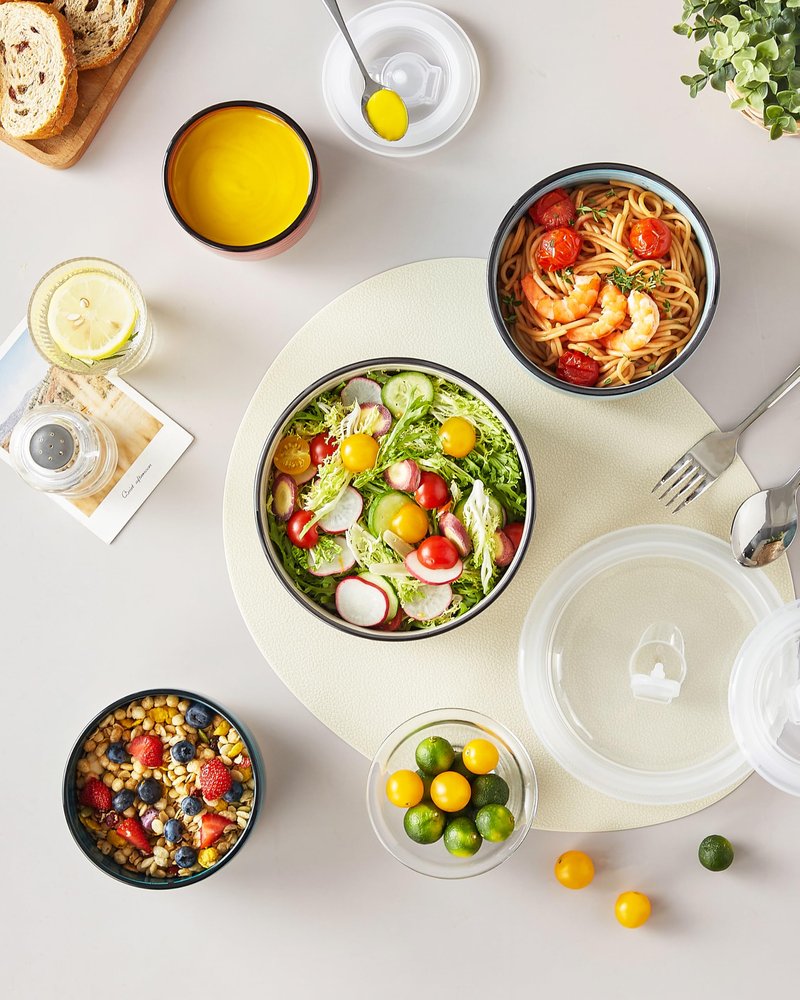 vancasso Ceramic Serving Bowls With Lids Set of 4, Airtight Nesting Bowls for Food Storage, Meal Prep, Leftovers, Microwave and Dishwasher Safe, 60/36/20/10 oz
