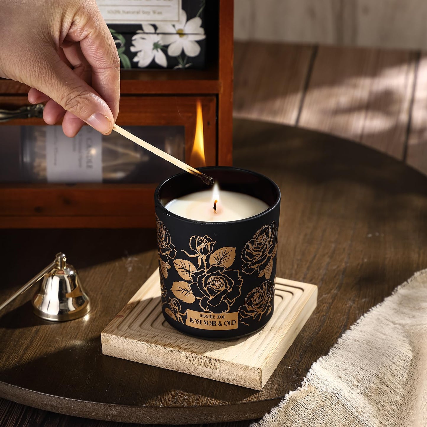 ROMIIE ZOI Scented Candle - Rose Noir & Oud- 6oz Aromatherapy Soy Wax Jar Candle for Home, Gifts for Women - 170g