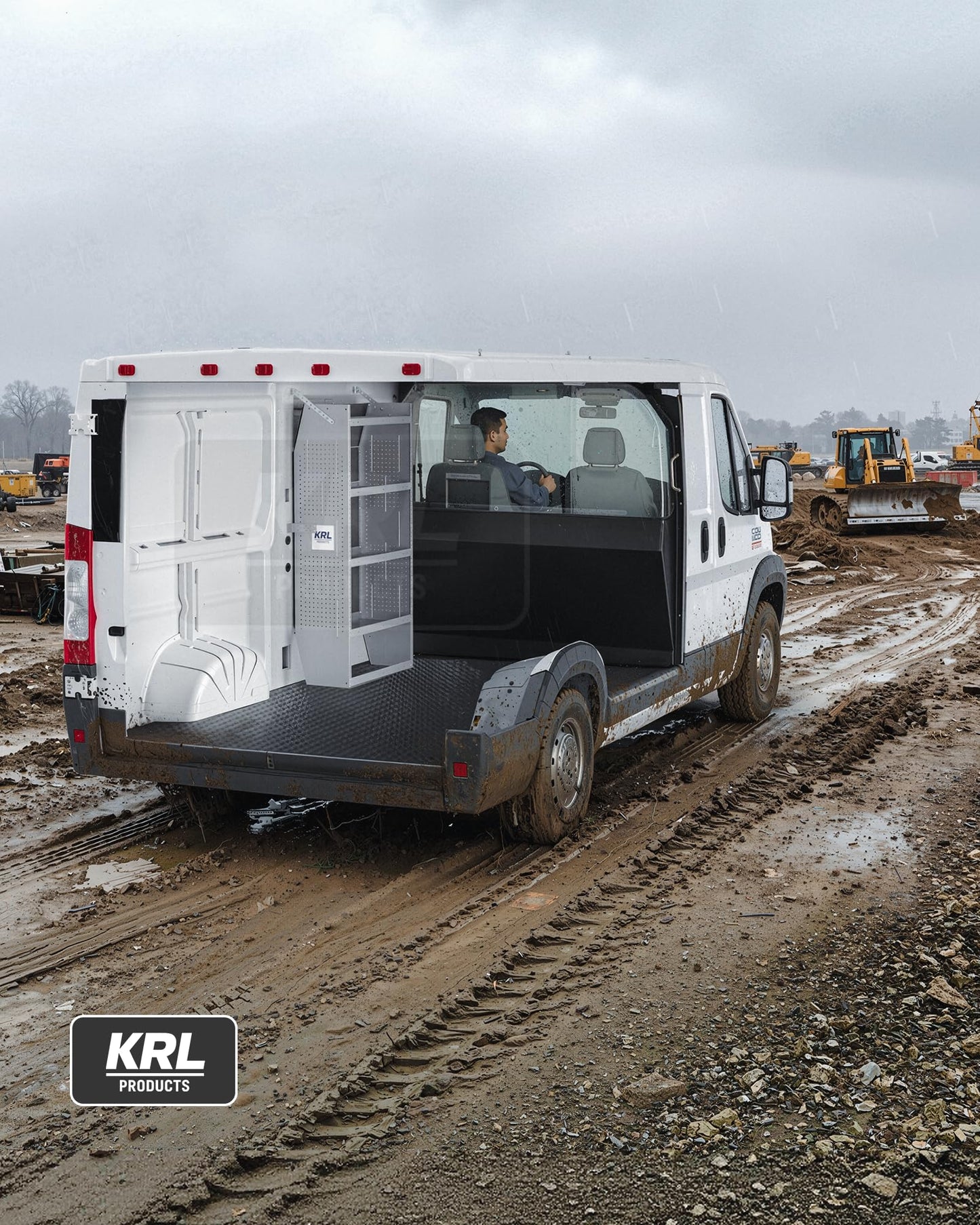 KRL PRODUCTS SV-3260 Steel Mid/High Roof Van Shelving Storage System Fits Transit, NV, Promaster and Sprinter, Van Shelving Units, 32''W * 60''H * 13''D