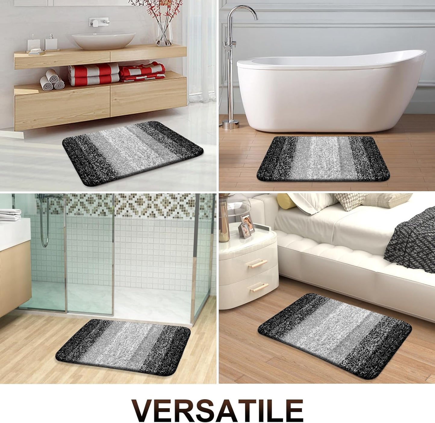 OLANLY Bathroom Runner Rugs - Extra Soft Microfiber | Quick Dry, Machine Washable, 59x20 Inches, Black