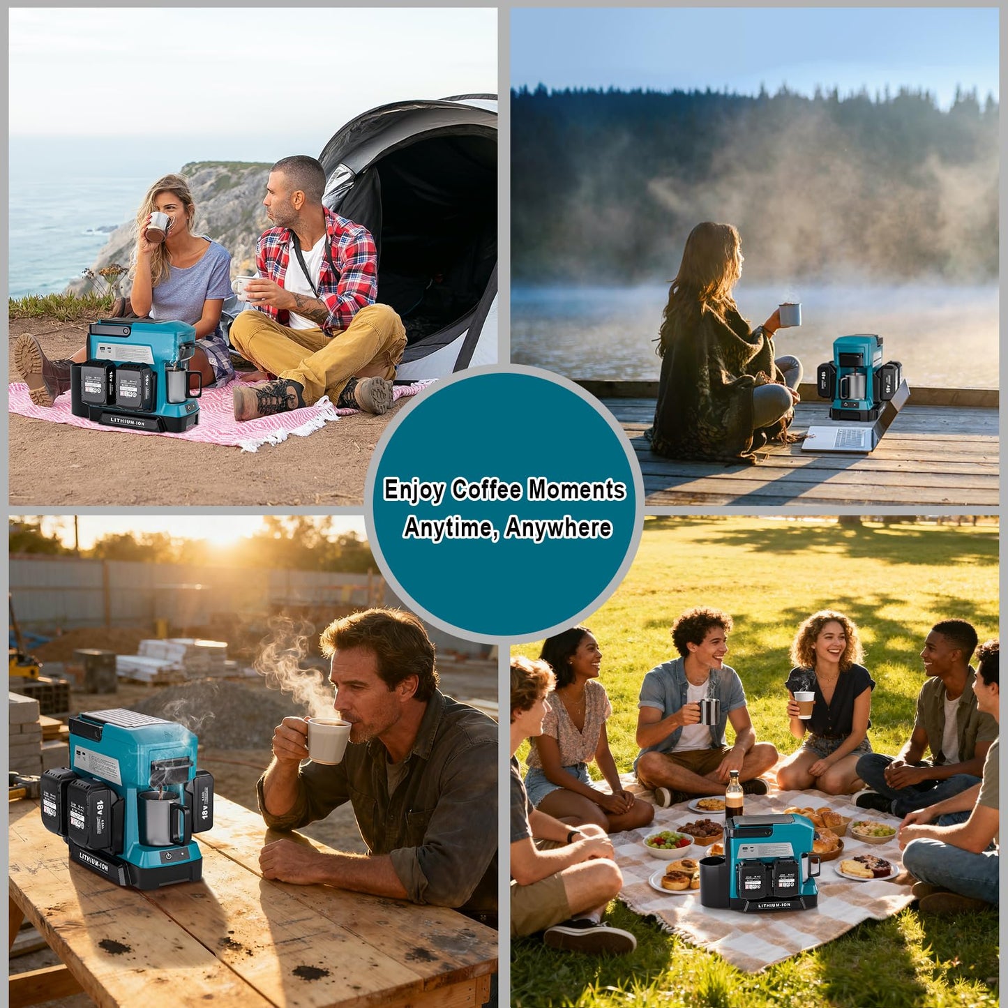 Taingwei Cordless Coffee Maker for Makita 18V Battery, Portable Drip Coffee Maker with Electric Coffee Grinder for RV, Camping, Travel, Car, Hiking (Battery Not Included)
