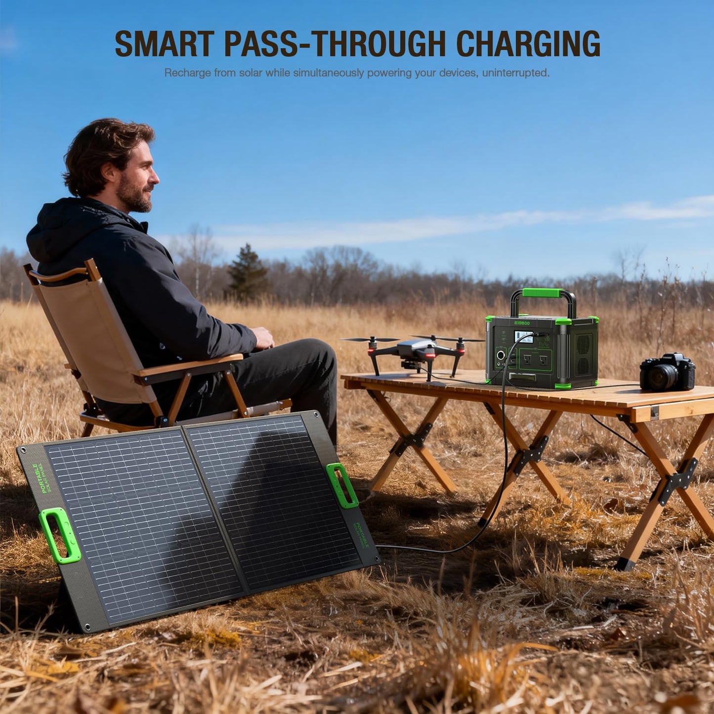 500W Portable Power Station, 519.48Wh Outdoor Solar Generator, 10-Port Powerhouse for RV/Van Camping Fishing Climbing Road Home Emergency
