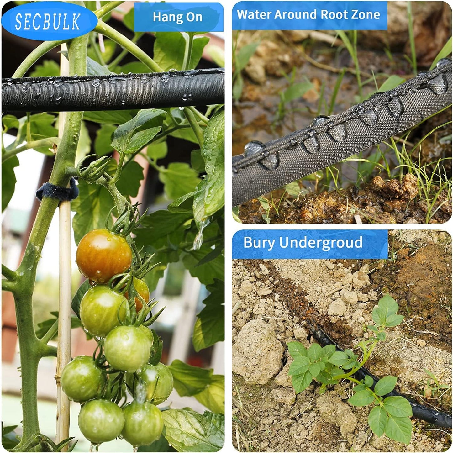 Secbulk 2025 Flat Soaker Hose - 150 ft Linkable Drip Irrigation System | Dual-Layer Leak-Free Design
