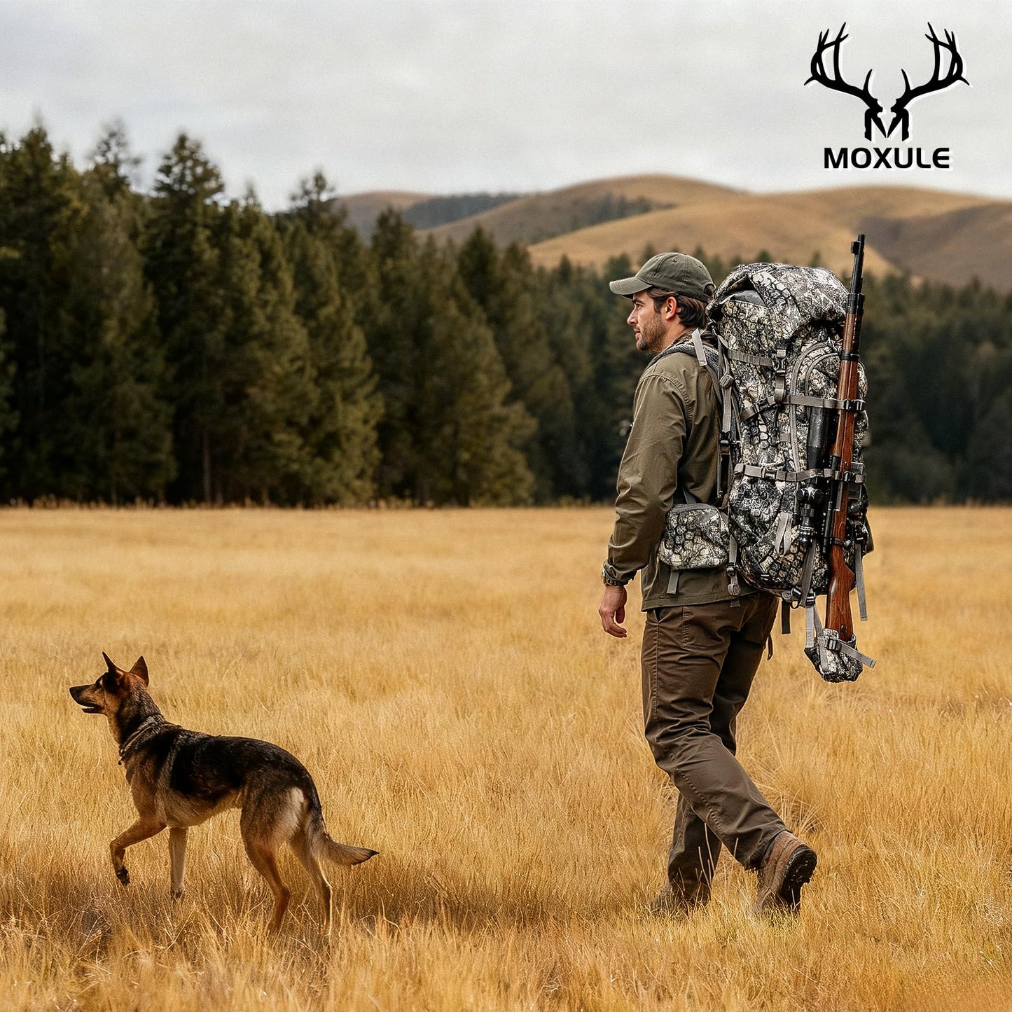 MOXULE Pro 5000 Camo Frame Backpack - Meat Hauler Pack with Rain Cover for Outdoor