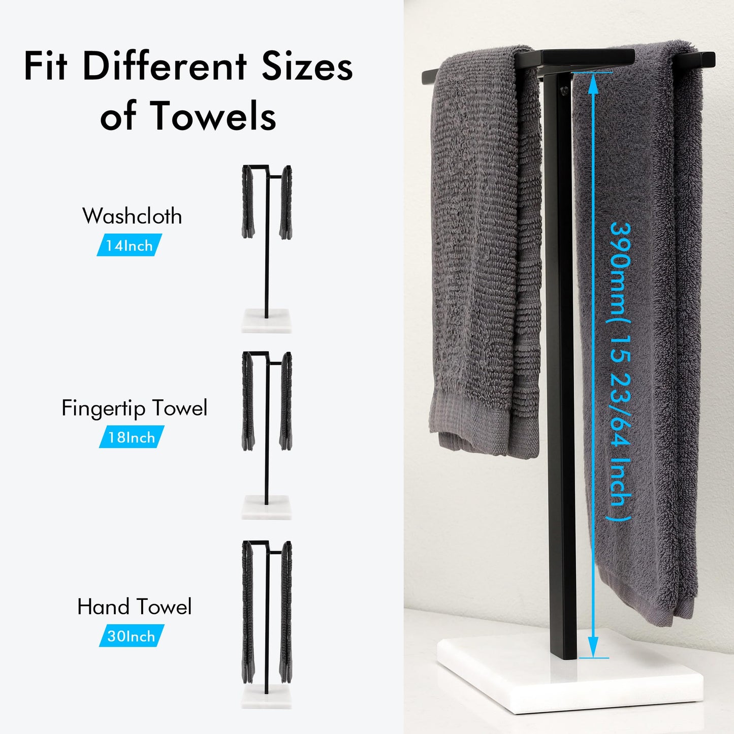 KES 38" H Standing Towel Racks for Bathroom & Countertop Hand Towel Holder, BTH501-BK+BTH223-BK