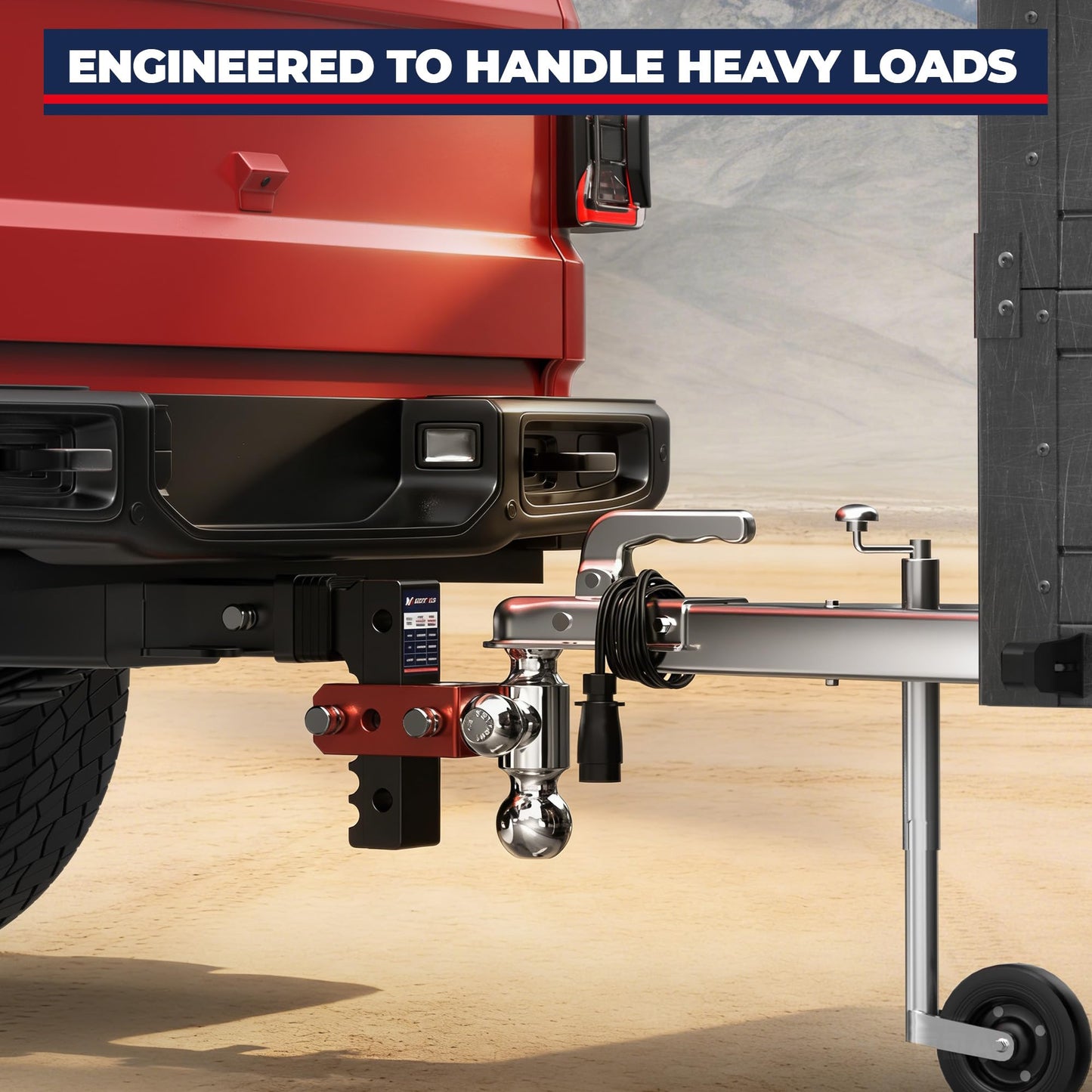 MOSTPLUS Aluminum Trailer Hitch, 2.5 Inch Receiver, Dual Ball Mount with 2" & 2-5/16" & 1-7/8" Balls, 3,500-18,500 LBS GTW, 48" Adjustable Height Heavy Duty Towing Hitch for Most Truck & SUV