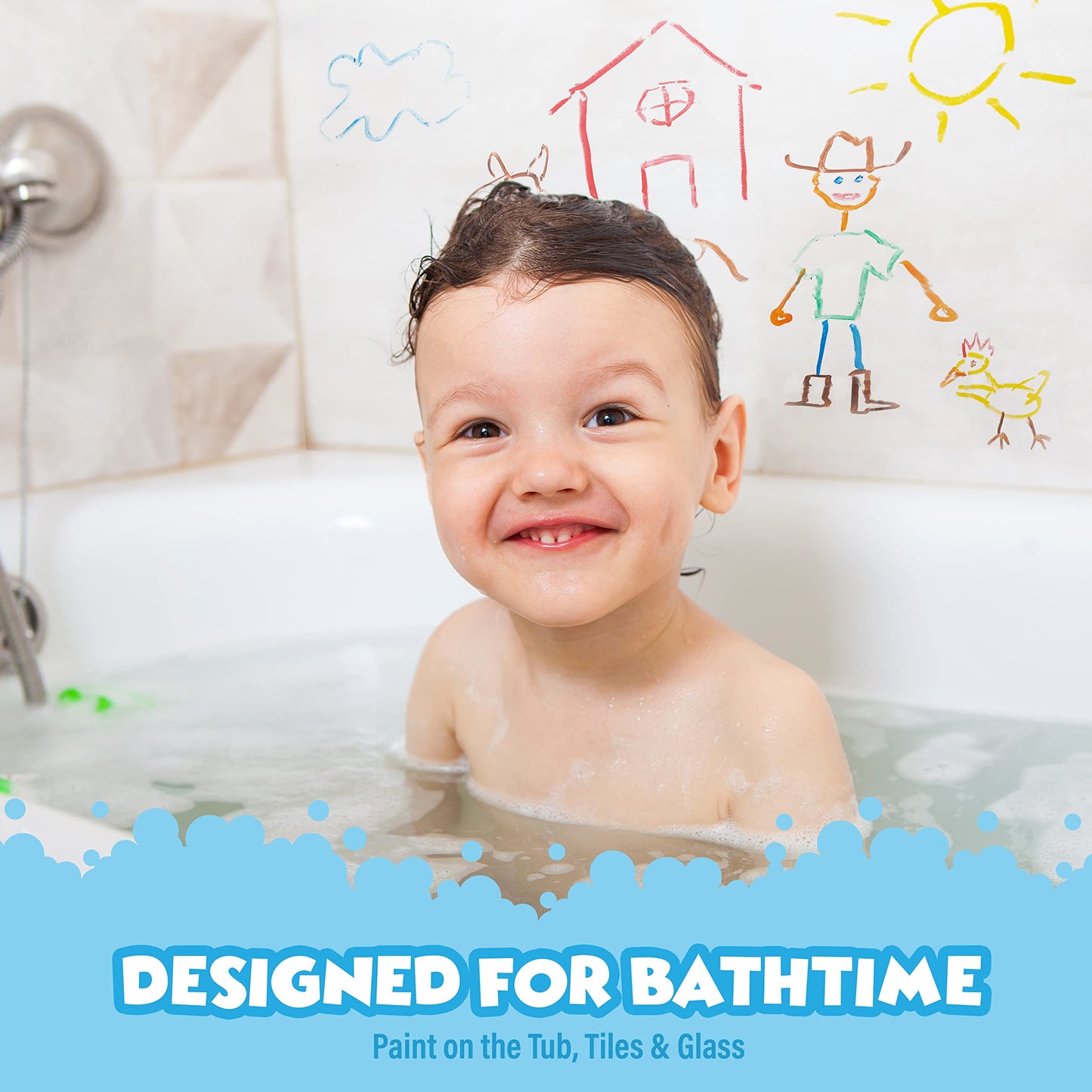 Tub Works® Bath Paint Sticks™ Bath Toy, 12 Count | Nontoxic, Washable Bathtub Paint for Kids & Toddlers | Twistable Sticks Draw Smoothly on Tub Walls | Smooth, Vibrant Alternative to Bath Crayons