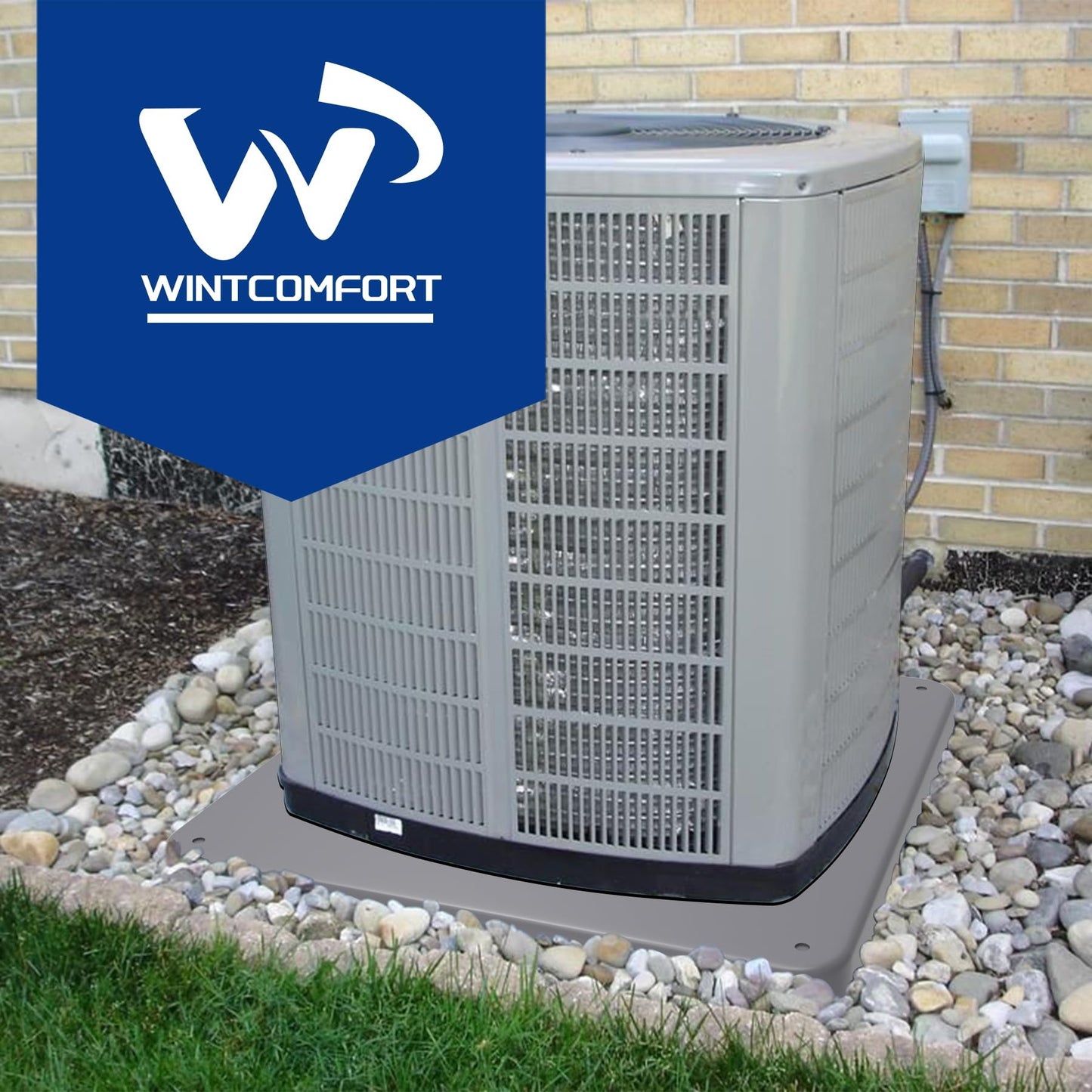 Wintcomfort Wincomfort Condenser Pad for Air Conditioner Heat Pump, 24'' x 24'' x 3'' AC Base Stand Plastic Outdoor Condenser Equipment Anti-Vibration Pads