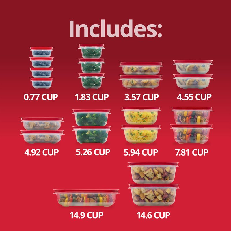 Rubbermaid EasyStore Containers, 44-Piece Set, Food Storage Containers with Lids