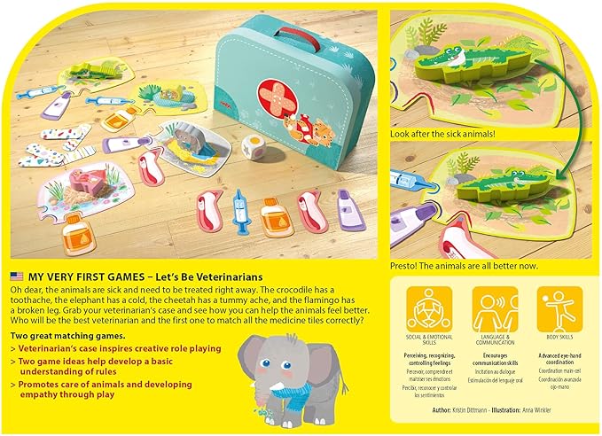 HABA My Very First Games - at The Vet Toddler Games & Veterinarian Playset for Kids Pretend Play Toys and Learning Toys for Toddlers 2-4 Years