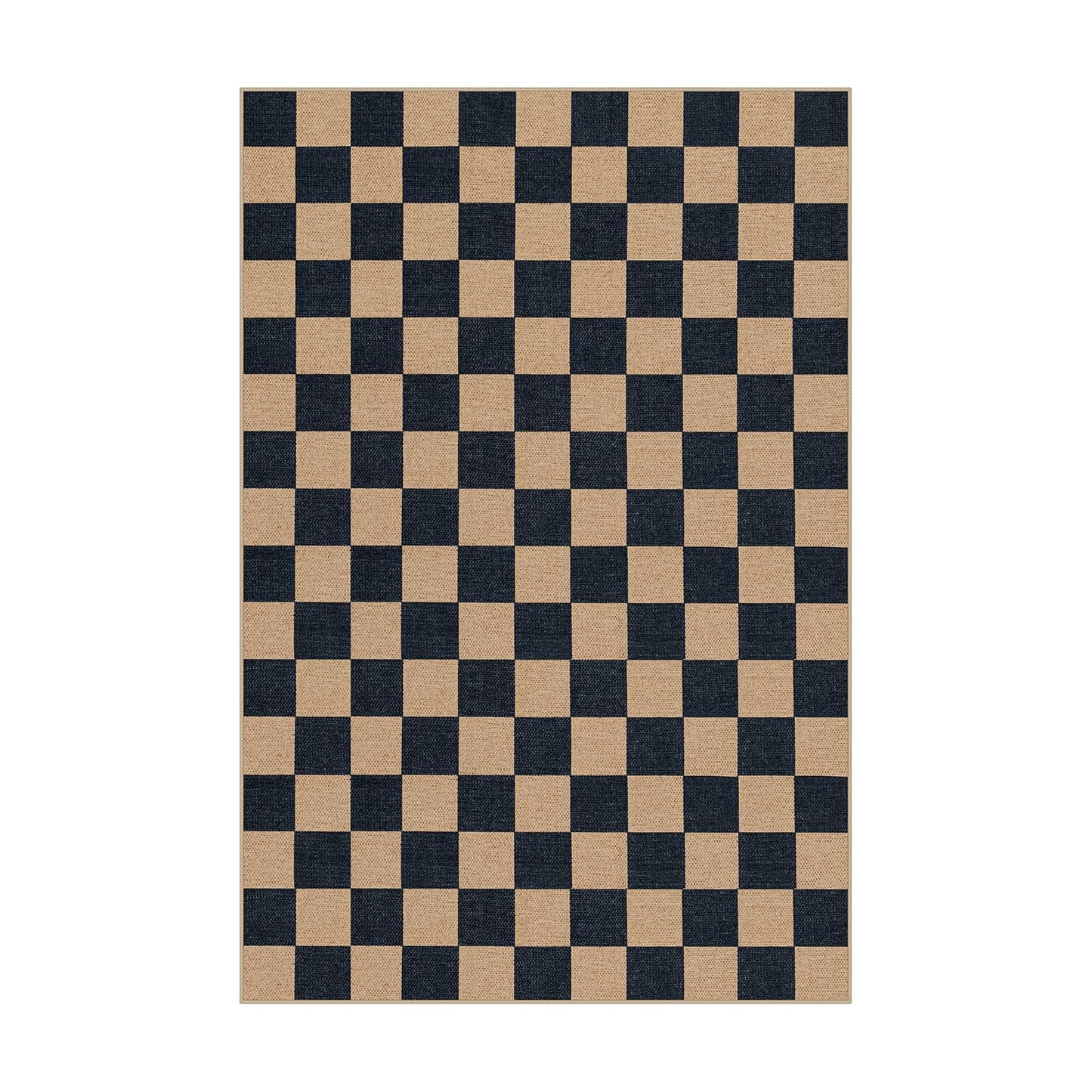 Lahome Colette Checkered Easy Jute Carpet, Washable Area Rug 6x9 Neutral Outdoor Patio Rug, Farmhouse Checkerboard Non Slip Non Shedding Floor Carpet for Dining Living Room Deck Sunroom
