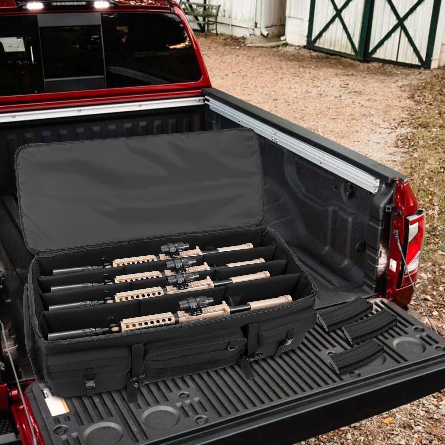 GOBUROS 42” Rifle Case for 4 Guns, Soft Multi Gun Case with Padded Dividers for Organization, Tactical Rifle Bag with Extra Pockets and Padded Handle for Rifle Accessory and Easy Shipping