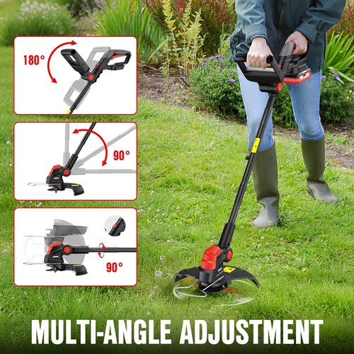 EWORK Cordless Weed Wacker - 20V 10-Inch Electric Grass Trimmer with Upgraded Cutter Blade & 2 Batteries