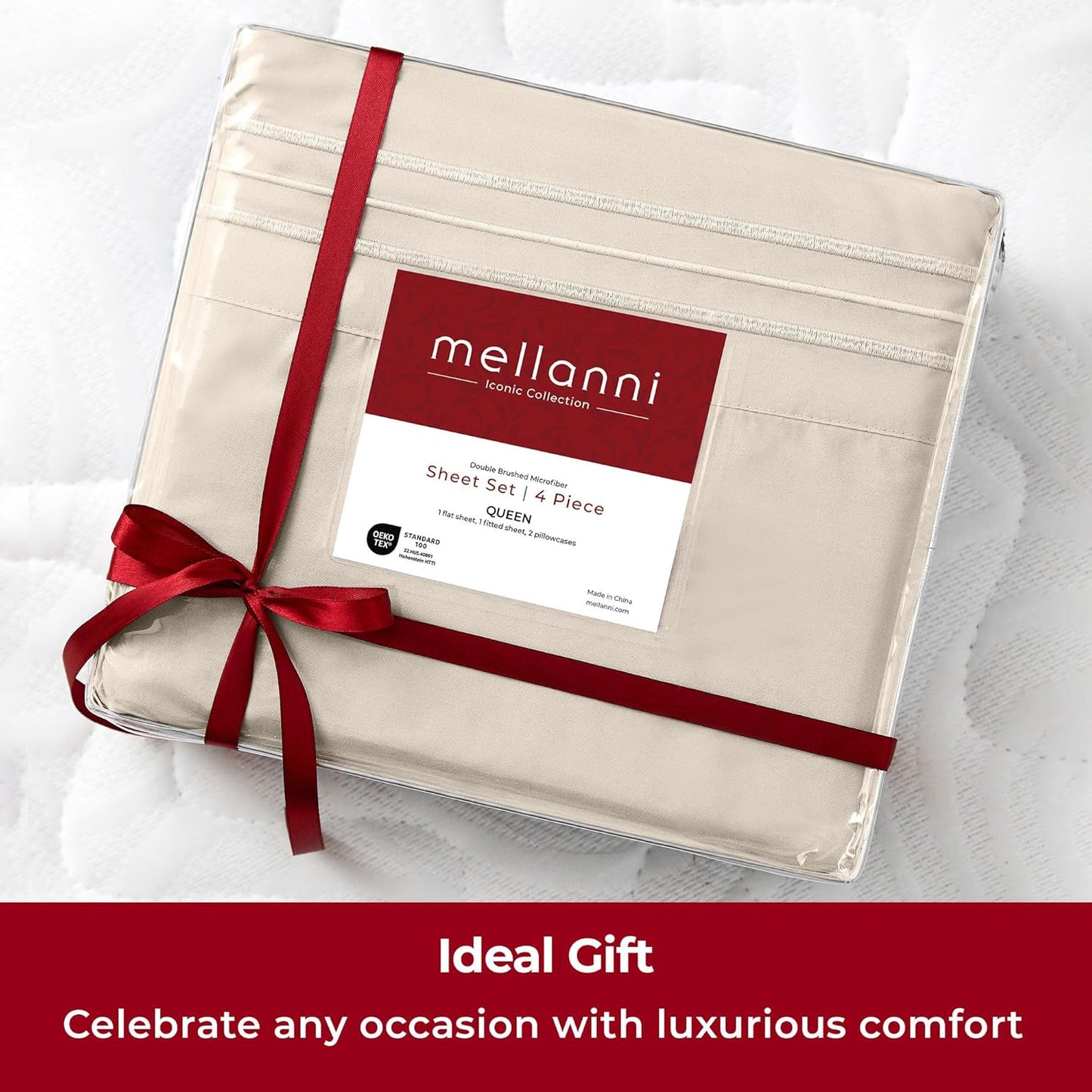 Mellanni Twin Sheets Set - 3 PC Hotel Luxury Bedding | Extra Soft, Cooling, Wrinkle-Resistant (Beige)