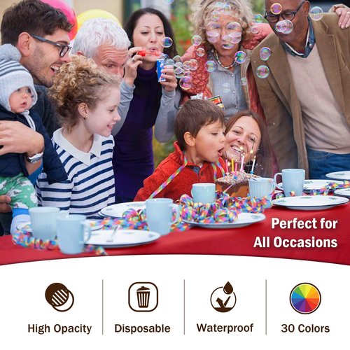 Exquisite 12-Pack Premium Plastic Tablecloth 12-Pack Premium Plastic Tablecloth 54in. x 108in. Rectangle Table Cover - Red