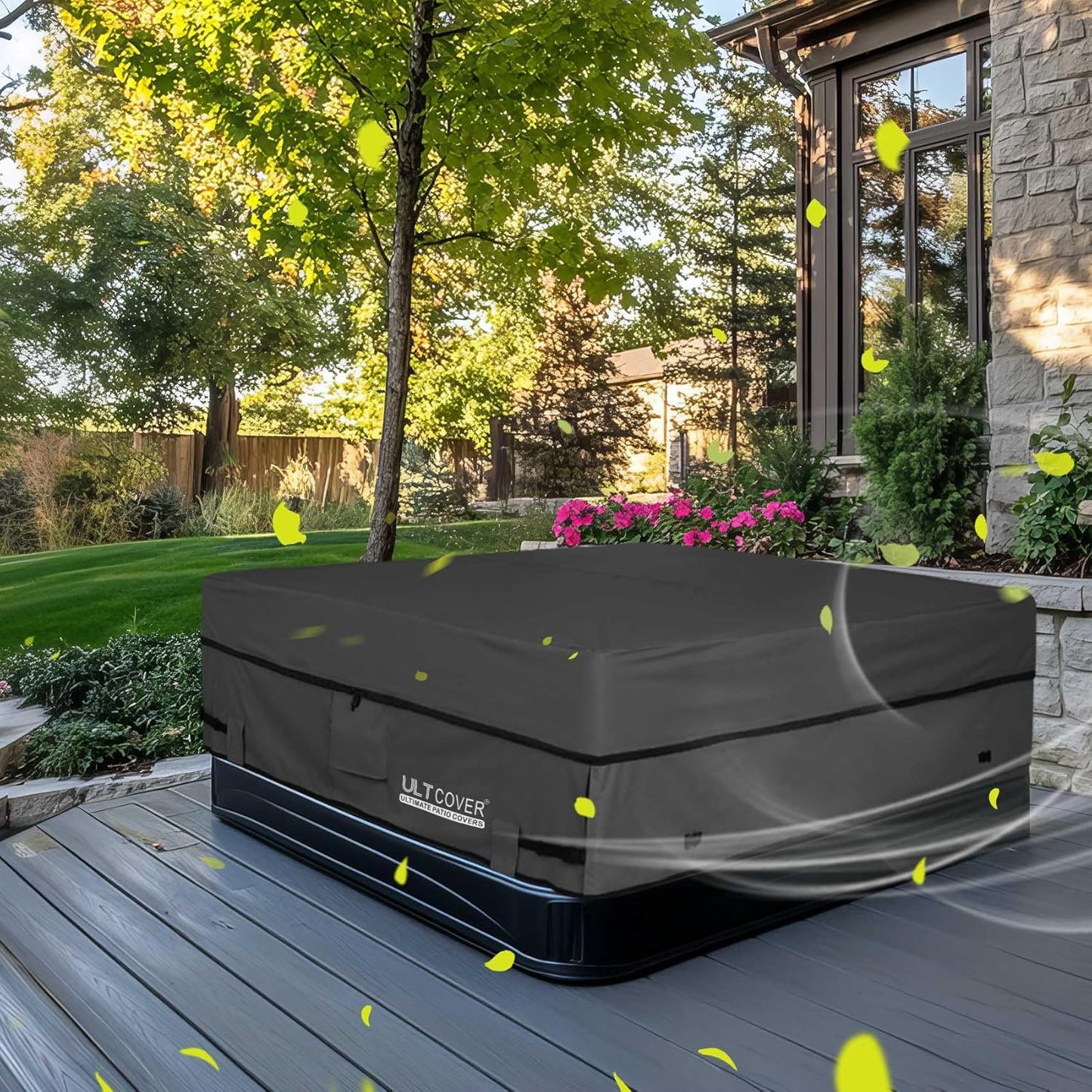 ULTCOVER Waterproof Hot Tub Cover - Durable 600D Polyester, 85 x 85 Inch, Black