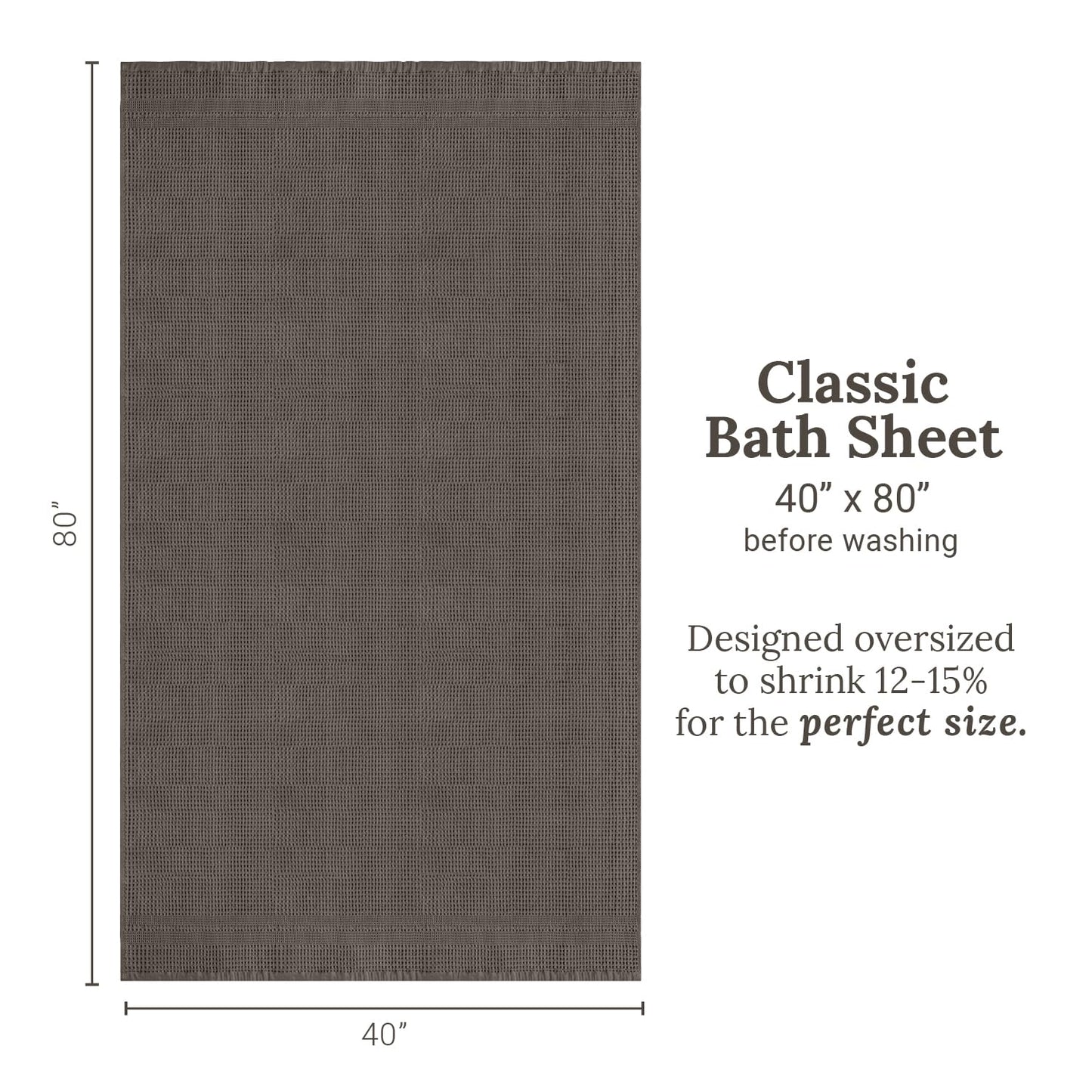 GILDEN TREE Waffle Bath Sheet Large Bath Towels Quick Dry Thin Body Towels, 40x80 Oversized Bath Towels for Adults, 2 Pack Bath Sheet Set, Classic Style (Stone)
