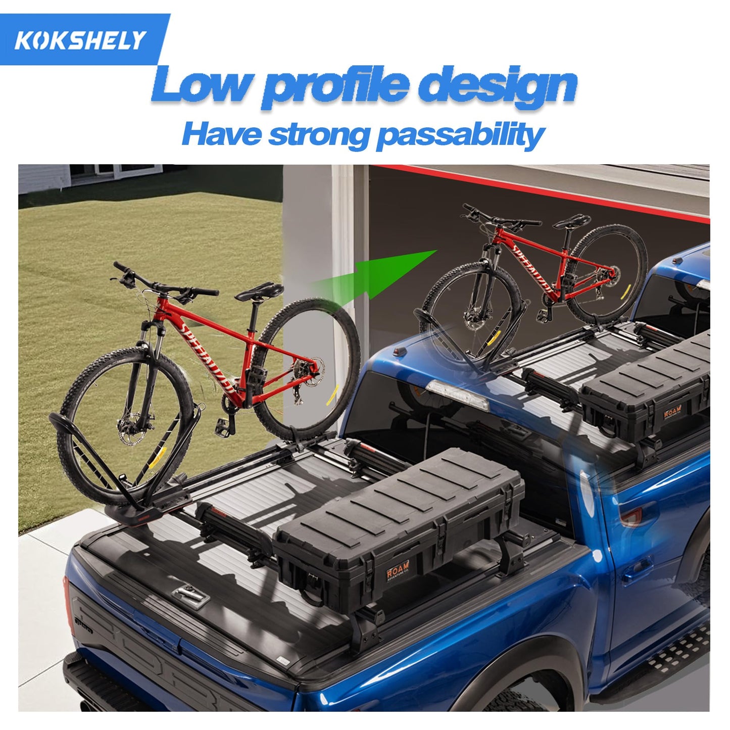 KOKSHELY 71.3’’ Adjustable Truck Bed Rack Cross Bars(2-Pack) for Full-Size Trucks, T-Slot Tonneau Cross Bars| Aluminum Cross Bar with Top Slide Mount | Compatible with Kayak Racks, Bike Racks & More