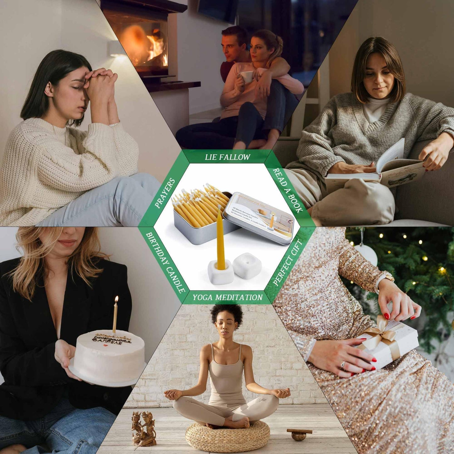 20 Minute Mini Candles Set,2.6 Inch Small Bees Wax Taper Meditation Candles 40Pcs,Candles Smokeless,Dripless for Home,Womens Gifts Yogas-Yellow