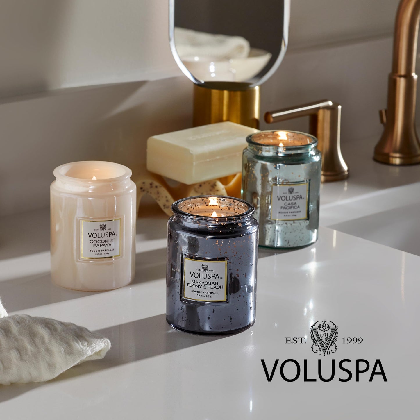 Voluspa Rose Petal Ice Cream Scented Candle, Large Jar, 18 Ounce, 100 Hour Burn Time, Coconut Wax for Clean Burning, Handcrafted in the USA