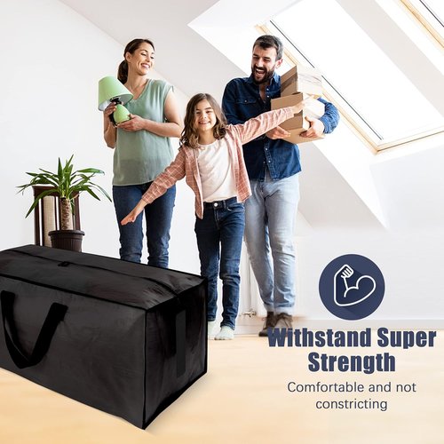 HOMESURE Large Water-Resistant Moving Bags - 12 Pack Heavy Duty Storage Totes with Zippers & Handles | Black