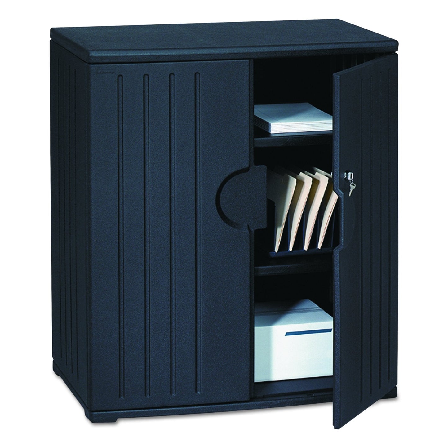 Iceberg Rough n Ready High-Density Plastic Storage Cabinet, 36” W x 22” L x 46” H, Office Supplies, Black